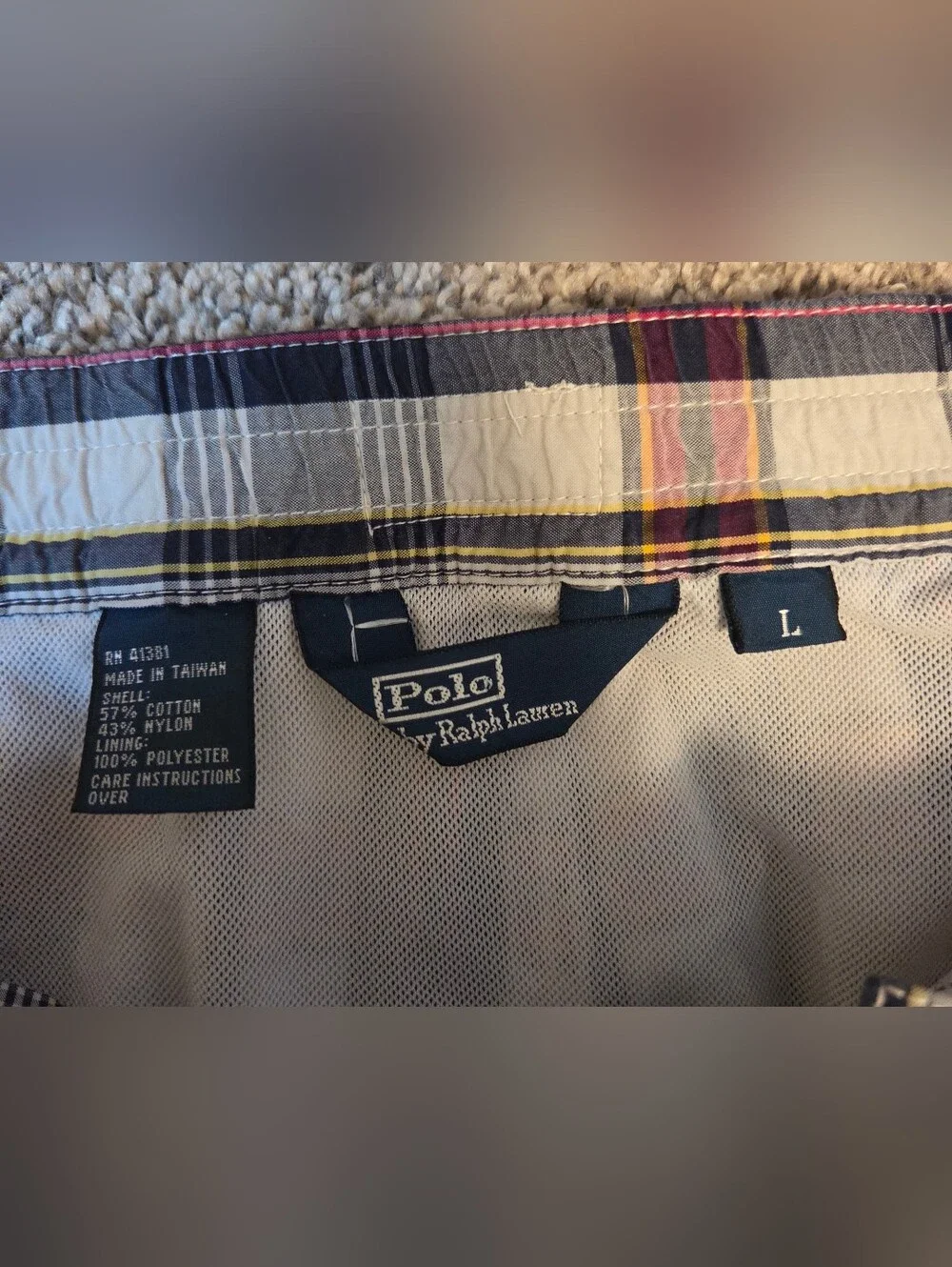 Polo by Ralph Lauren Plaid Cargo Shorts - Navy, White & Red Lg Grandpacore Golf